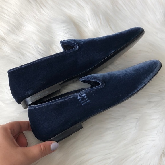 Vince Bray Blue Velvet Smoking Loafer Flats 6 - Picture 8 of 8